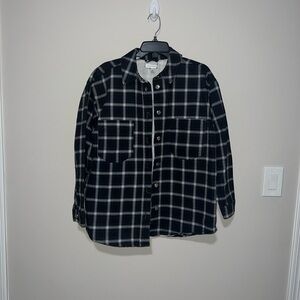 Black blue and white thick jacket flannel TopShop US 4